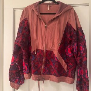 Free People Multicolor Lace Bomber Jacket